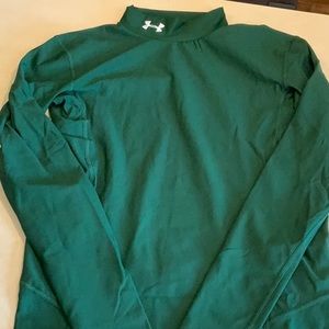 Mens Under armour green long sleeve mock neck compression shirts. Large NWT